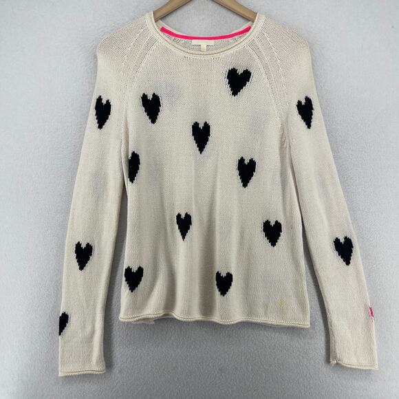 Lisa Todd Sweaters - LISA TODD Sweater S Love Gear Hearts Rolled Hem Pullover Cotton Blend White
